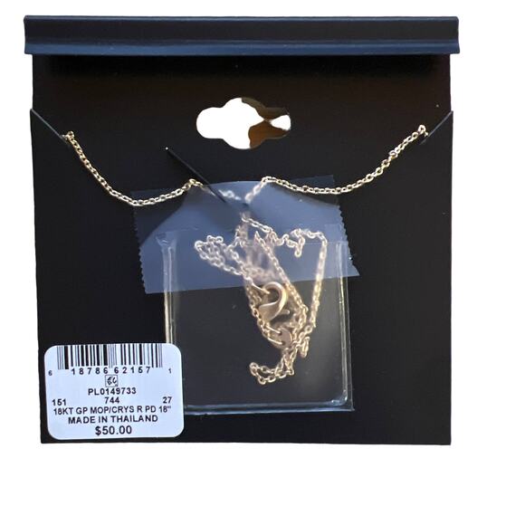 Pixie Posey Mother of Pearl 18K Plated Pendant Necklace NWT - Picture 2 of 4